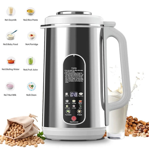 Stainless Steel Automatic Nut Milk Maker Machine, 40.5oz, 8 In 1 for Cashew, Oat, Coconut, Soy, Juice, and Dairy Free Beverages, with 24 Hours Timer (4.0) |